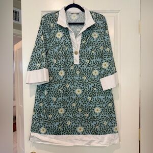 Floral Tunic Dress with White Accents